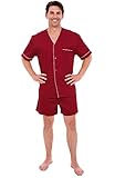 Del Rossa Men's Pajama Set, 100% Cotton V-Neck Pjs with Shorts