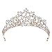 SWEETV Rose Gold Wedding Tiara for Bride, Crystal Tiaras and Crowns for Women, Princess Tiara Costume Crown for Birthday Party Prom
