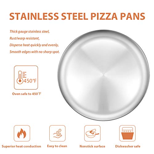 image for Stainless Steel Pizza Pan 13.39 inch - Deedro Round Pizza Tray Pizza B