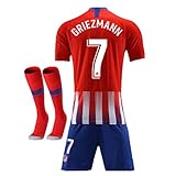 2018-2019 Atletico Madrid #7 Griezmann Home Kids Youth Red Soccer Jersey & Shorts & Socks
