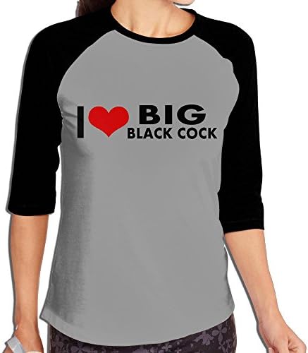 Momeuey Uunn Womens Fashion 3/4 Sleeve I Love Big Black Cock Raglan Shirt