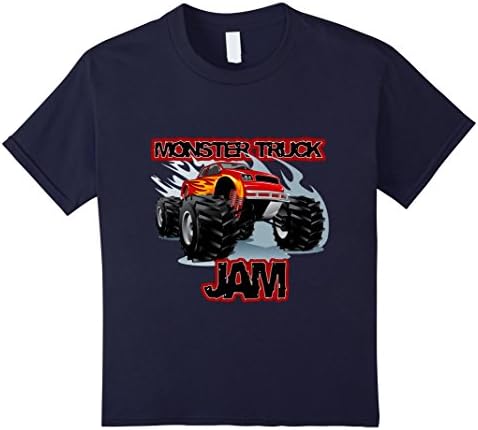 Kids Monster Truck Jam T-Shirt for boys 8 Navy