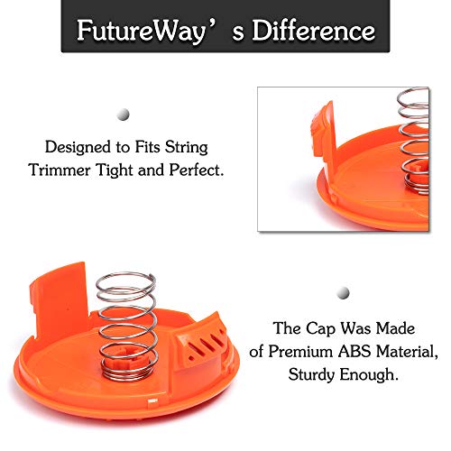 FutureWay String Trimmer Replacement Spool Line GH900 LST201 Compatible with Black Decker AF-100, Weed Eater String Autofeed RC-100-P Cap, Cordless Trimmer Line 30ft, 9 Spools + 1 Cap + 1 Spring