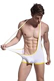 iYunyi Mens White Ice Milk Feeling Sexy Lingerie Bodysuit Wrestling Singlet Struggles