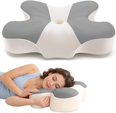 Doppia Altezza Cuscino Cervicale per Alleviare il Dolore (Grigio e Bianco)