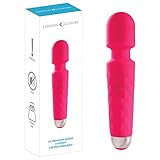 London Luxury BRRC304 Powerful Wand Personal Cordless Massager, 20 Modes and 8 Speed Patterns, USB Rechargeable Pink