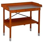 Cypress Wood Lotus Potting Bench with Metal Top