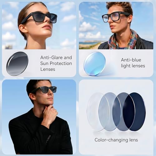 2026 AI Smart Glasses with Camera and Bluetooth,8MP 4K Camera Glasses,Supports AI Voice Control/Photo/Video/Audio Recording,Glasses with 133 Translation,Sunglasses Lenses+Photochromic for Men & Women