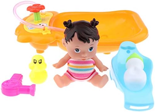 Cuticate 子供のふりプレイお風呂のおもちゃのためのベビードールとバスタイムバスタブドールセット 少女人形 5 大好評 説明のとおり