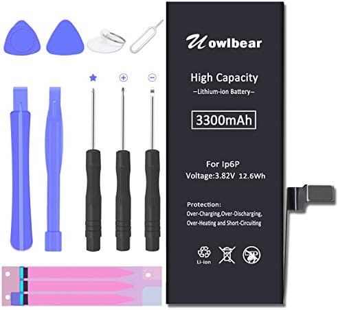 uowlbear 3300mAh Replacement Ip6P Battery Compatible with iPhone 6 Plus A1522 A1524 A1593 Cell Phone with Replacement Kits