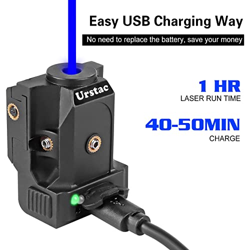 Urstac Blue Laser Sight for Pistol,Tactical Laser Gun Sight Used for 21MM Standard Picatinny Rail,USB Rechargeable Blue Dot Laser Sight for Handguns,Rifles,Outdoor Hunting Defense Training