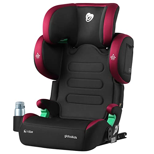 globalkids Kindersitz 15-36kg, Kinderautositz mit Isofix, i-Size R129 Kindersitzerhöhung,ca. 3,5 bis 12 Jahre (100 bis 150 cm),Armlehnen und Kopfstütze höhenverstellbar, leicht, mit Getränkehalter