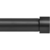 Ivilon Drapery Window Curtain Rod - End Cap Style Design 1 Inch Pole. 28 to 48 Inch Color Black