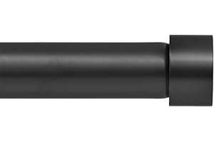 Ivilon Drapery Window Curtain Rod - End Cap Style Design 1 Inch Pole. 48 to 86 Inch Color Black