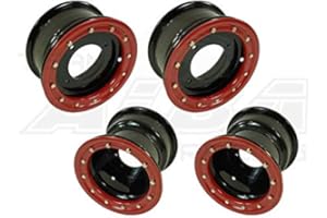ALBA RACING TRX 450R TRX 400EX Beadlock Compatible with Honda Set of 4 Wheels Rims Rear 9x8 Front 10x5 4+1 Black/Red
