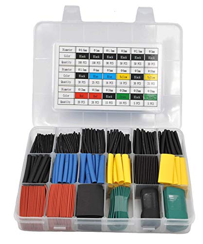 image for cutequeen 635 PCS 5 Colors 18 Sizes 2:1 Heat Shrink Tubing Electrical 