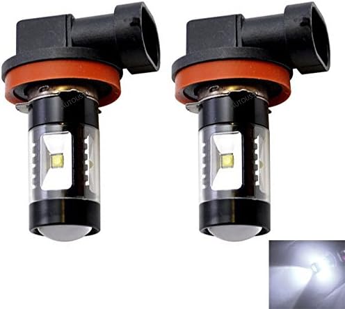 AUTOUS90 2-Pack Extremely Bright 30W LED Bulbs with Projector for Fog Lights Daytime Running DRL Driving H11 6000K Xenon White