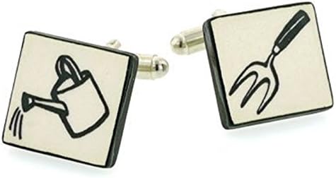 Ceramic Gardening Tools Cufflinks. Made in England