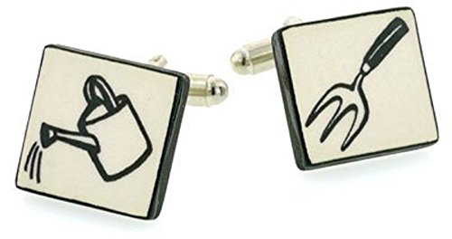 Ceramic Gardening Tools Cufflinks. Made in England
