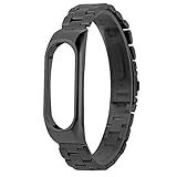Sipring Replace Band Lightweight Stainless Steel Luxury Wristband Metal Ultrathin Strap For Xiaomi Mi Band 2 (Black)