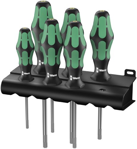 Wera 05028059001 Kraftform Plus 367/6 HF Torx HF Screwdriver Set and Rack, Lasertip, With Holding Function, 6-Piece