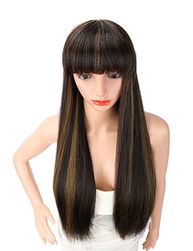 Kalyss 28 Inches Women S Long Silky Straight Black Brown