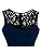 Dark Navy Blue With Black Floral Lace