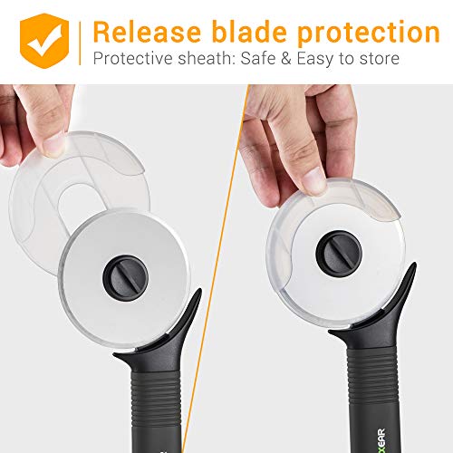 Pizza Cutter Wheel LUXEAR Stainless Steel Pizza Wheel Dishwasher Safe Super Sharp Pizza Slicer with Non Slip Handle and Protective Cover, Ideal For Pizza Pies Waffles and Dough Cookies, Easy to Clean. - Thumbnail 6