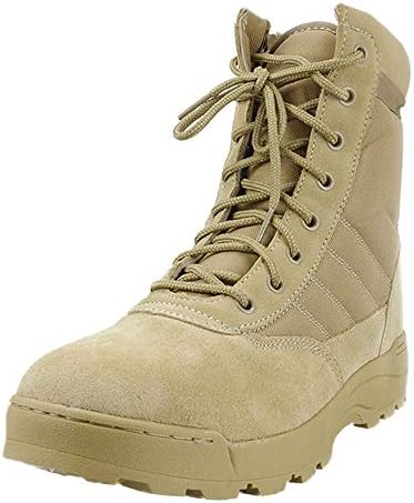 Wonvatu Military Tactical Combat Boots Side Zipper Lace Up Army Boots Breathable Military Jungle Boots for Men and Women