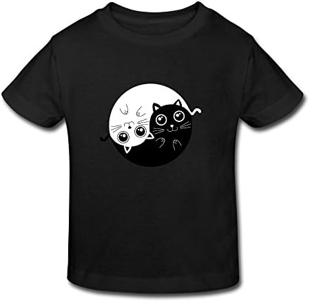 Unisex Toddler Boy Summer Basic Cat Ying Yang Kin-Friendly Cartoon Tee 3 Toddler Black