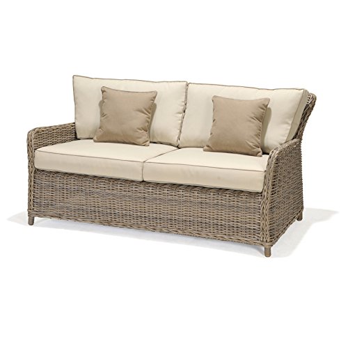 Avadi Outdoor Seater Sofa & Ottoman - Hand Woven Synthetic Wicker - 3 pc Set