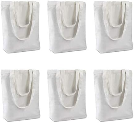 Insternet 6 Pack Canvas Tote Bag Reusable Canvas Bag Bulk For