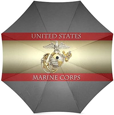 Custom United States Marine Corps Eagle & Anchor Logo Compact Travel Windproof Rainproof Foldable Umbrella