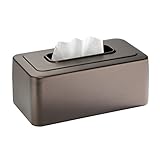 mDesign Modern Metal Tissue Box Cover for Disposable Paper Facial Tissues, Rectangular Holder for Storage on Bathroom Vanity, Countertop, Bedroom Dresser, Night Stand, Desk, Table - Bronze
