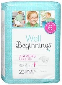 Well Beginnings Premium Diapers Jumbo, 6 23 ea