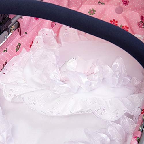 Roma Dolls Pram 2 Piece Bedding Set Quilt and Pillow white with white
