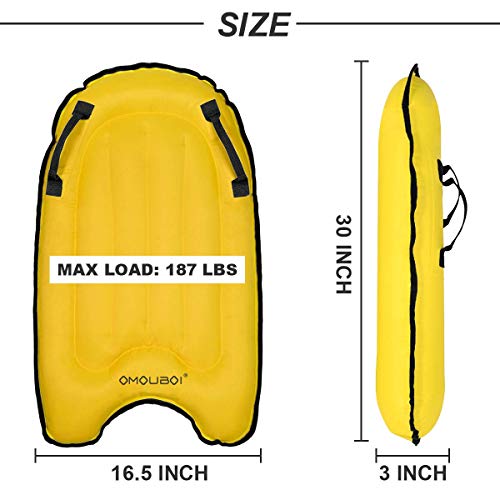 OMOUBOI Inflatable Bodyboard Pool Float Swim Air Bed (Yellow) - Thumbnail 2