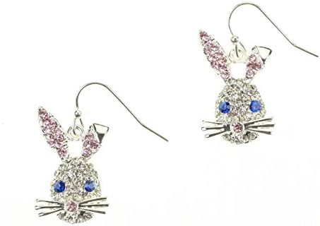 Seasons Jewelry Crystal Bunny Face Earrings