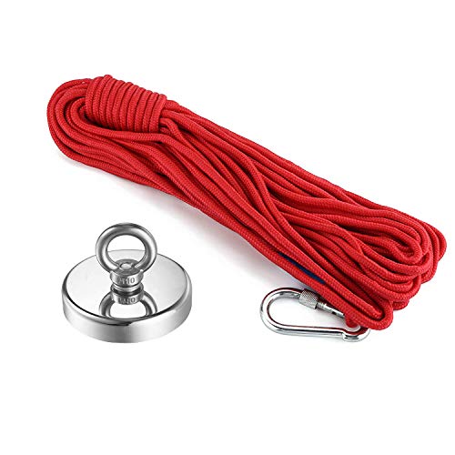 Wukong Fishing Magnets, 500lbs(226 KG) Pulling Force Rare Earth Magnet with M10 Eyebolt Magnetic Grade N52 Diameter 2.95"(75 mm) Neodymium Magnet for Retrieving in River and Magnetic Fishing