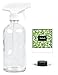 NatureO Glass Spray Bottle - 16 Oz CLEAR Empty Spray Bottle for Essential Oils Mixtures With Trigger Sprayer and Cap - Sprays Stream or Mist - Gift Packaging - Beautiful Design Label