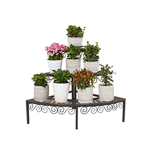Befrases Corner Plant Stand Flower Pot Organizer Rack, 3 Tier Quarter