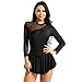 MSemis Women Adult Long Sleeve Mesh Figure Ice Skating Dress Ballet Leotard Dress Lyrical Dance Costume