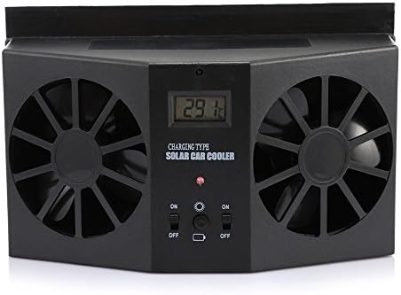 AUTOLOVER Solar Powered Car Cool Cooler Fan Auto Front/Rear Window Air Vent Exhaust Fan Vehicle Radiator Vent with Ventilation (Black)