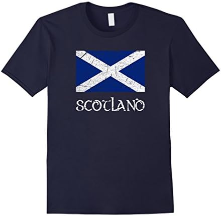 Men's Scottish Flag Scotland National Pride Distressed T-Shirt 2XL Navy