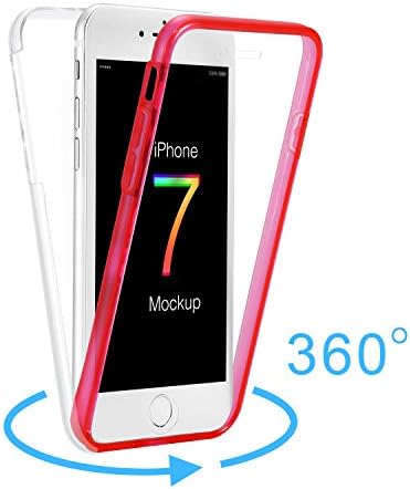 For iPhone 7 plus Case, Uniachieve[Lit]Series 2nd Generation 360 Degree Soft TPU Front And Back 2 Full Silicone Protective Clear Ultra Slim Cell phone Case Cover Transparent (red)