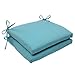 Pillow Perfect Forsyth Solid Indoor/Outdoor Patio Seat Cushions, Plush Fiber Fill, Weather and Fade Resistant, 2 Count, Turquoise, Square Corner 16