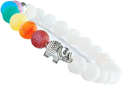 Beaded Bracelets for Men Buddha White Bead Bracelet for Men Bangle 8MM Elastic Lotus Seeds Elephant Stones Yoga Mala Buddhist Women Prayer Beads