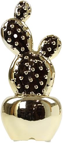 Sifcon Artificial Gold Golden Cactus Figure Porcelain Plant Home