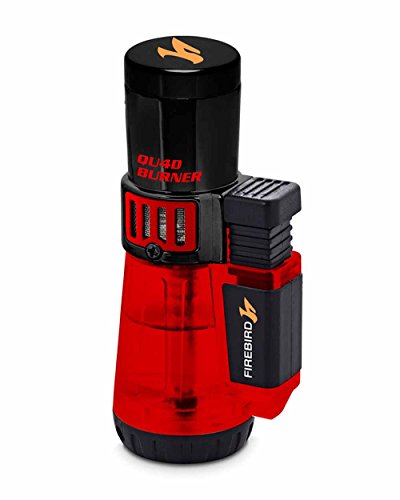 Firebird by Colibri QU4D Quad Torch Cigar and Cigarette Lighter Warranty Red