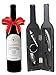 ConserVino 5 Piece Wine Gift Set Bottle Shaped Deluxe Accessory Kit Novelty Hostess Tool Kit Christmas Holiday Gift Bottle Opener Corkscrew Foil Cutter Pourer Stopper Drip Ring Collar Bar Set Supplies